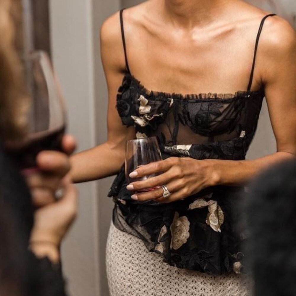 Brock Collection Tori Embroidered Tulle Top